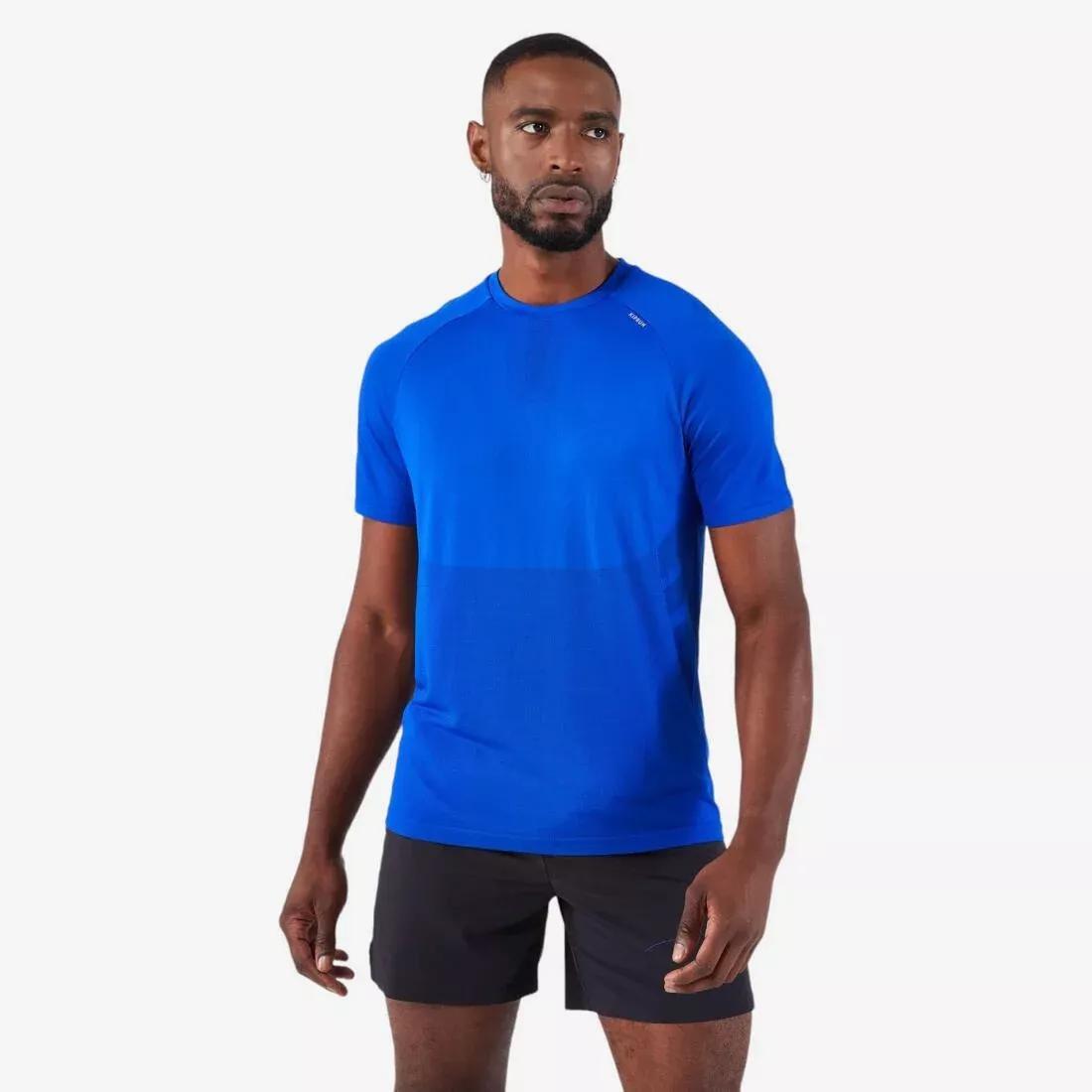 Men Kiprun Run 500 Comfort Seamless Running T-Shirt, Beige, No Color, large image number 6