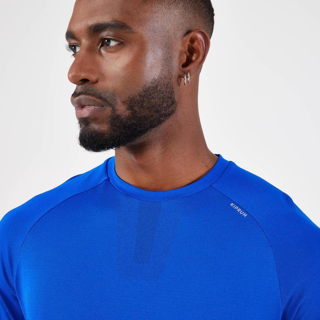 Men Kiprun Run 500 Comfort Seamless Running T-Shirt, Beige, No Color, large image number 7