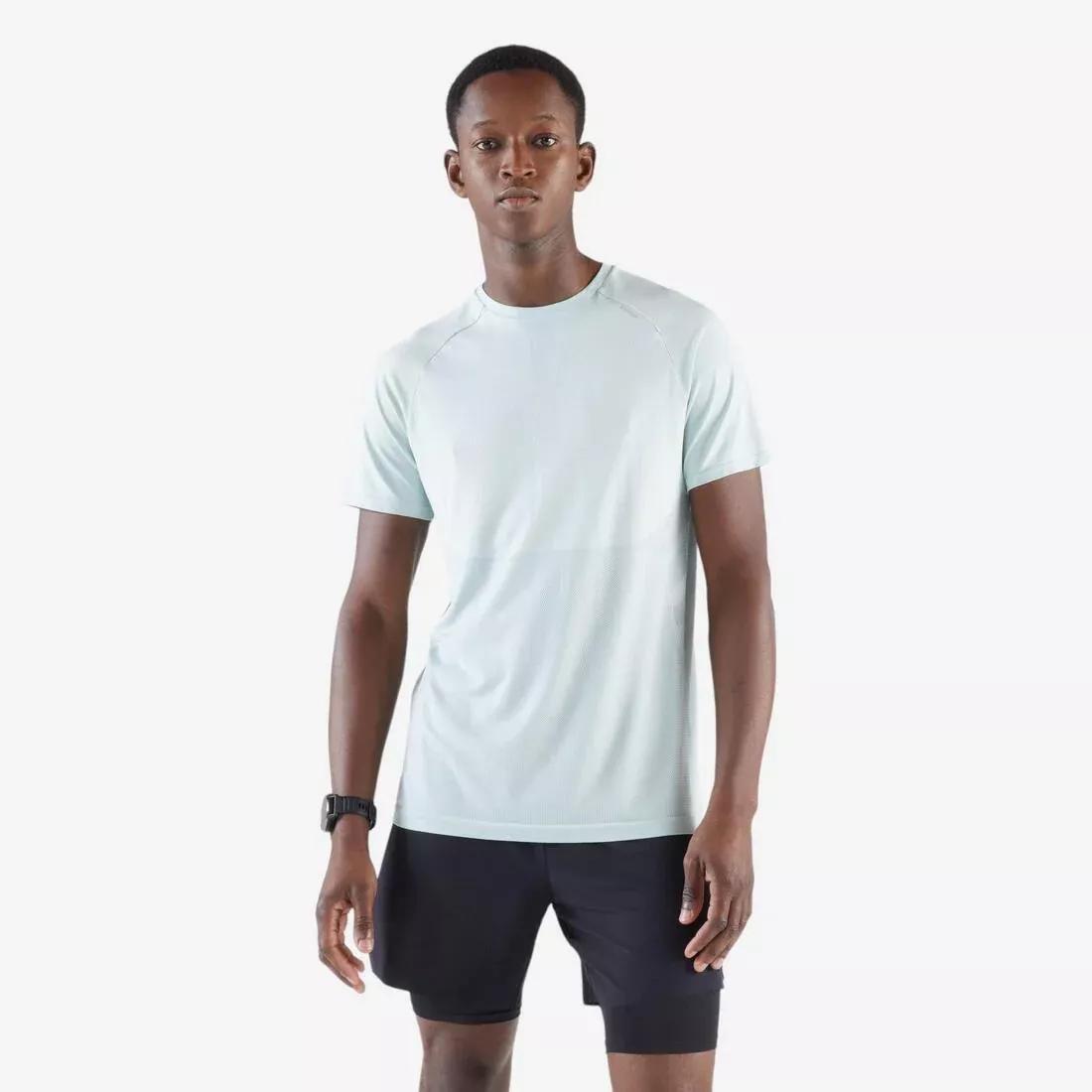 FLUO ACID YELLOW Men's KIPRUN Run 500 Comfort seamless running T-shirt, No Color, medium