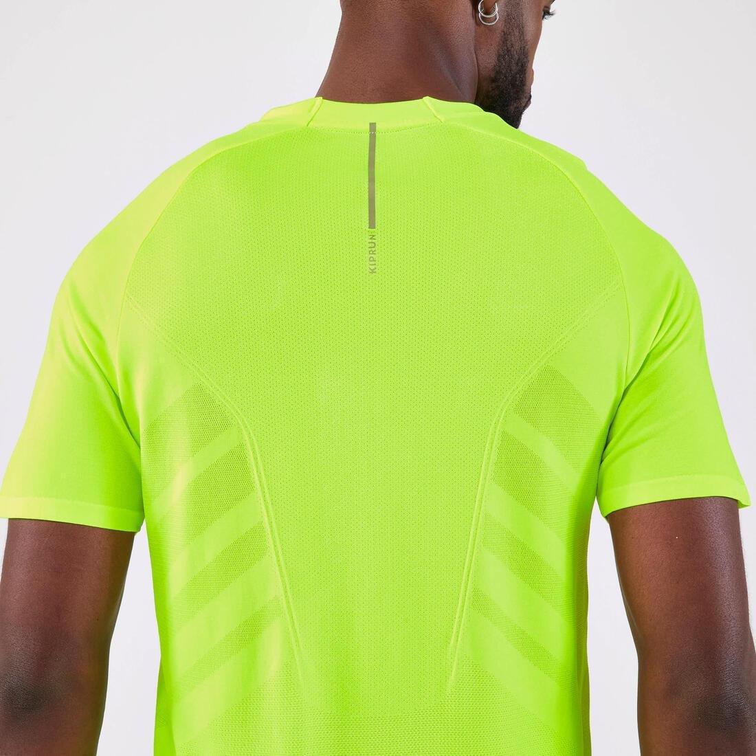 FLUO ACID YELLOW Men's KIPRUN Run 500 Comfort seamless running T-shirt, No Color, large image number 5