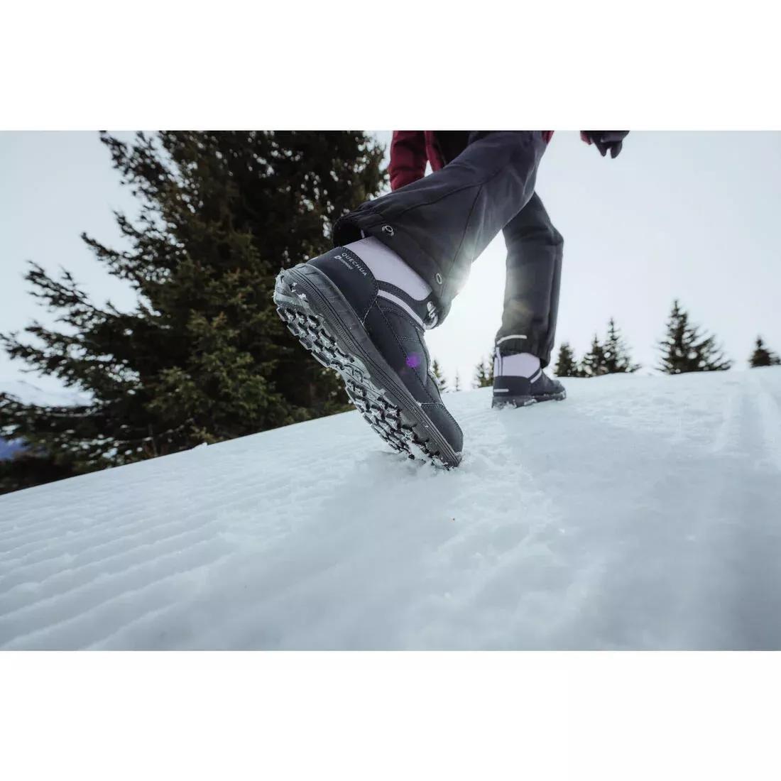 Kids Unisex Warm And Waterproof Sh100 Lace-Up Leather Hiking Shoes - Size 2.5 - 5.5, Navy, 5401_000, large image number 10