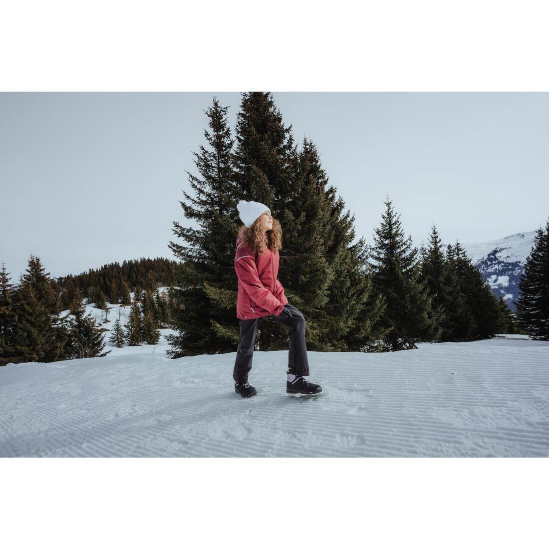 Kids Unisex Warm And Waterproof Sh100 Lace-Up Leather Hiking Shoes - Size 2.5 - 5.5, Navy, 5401_000, large image number 12