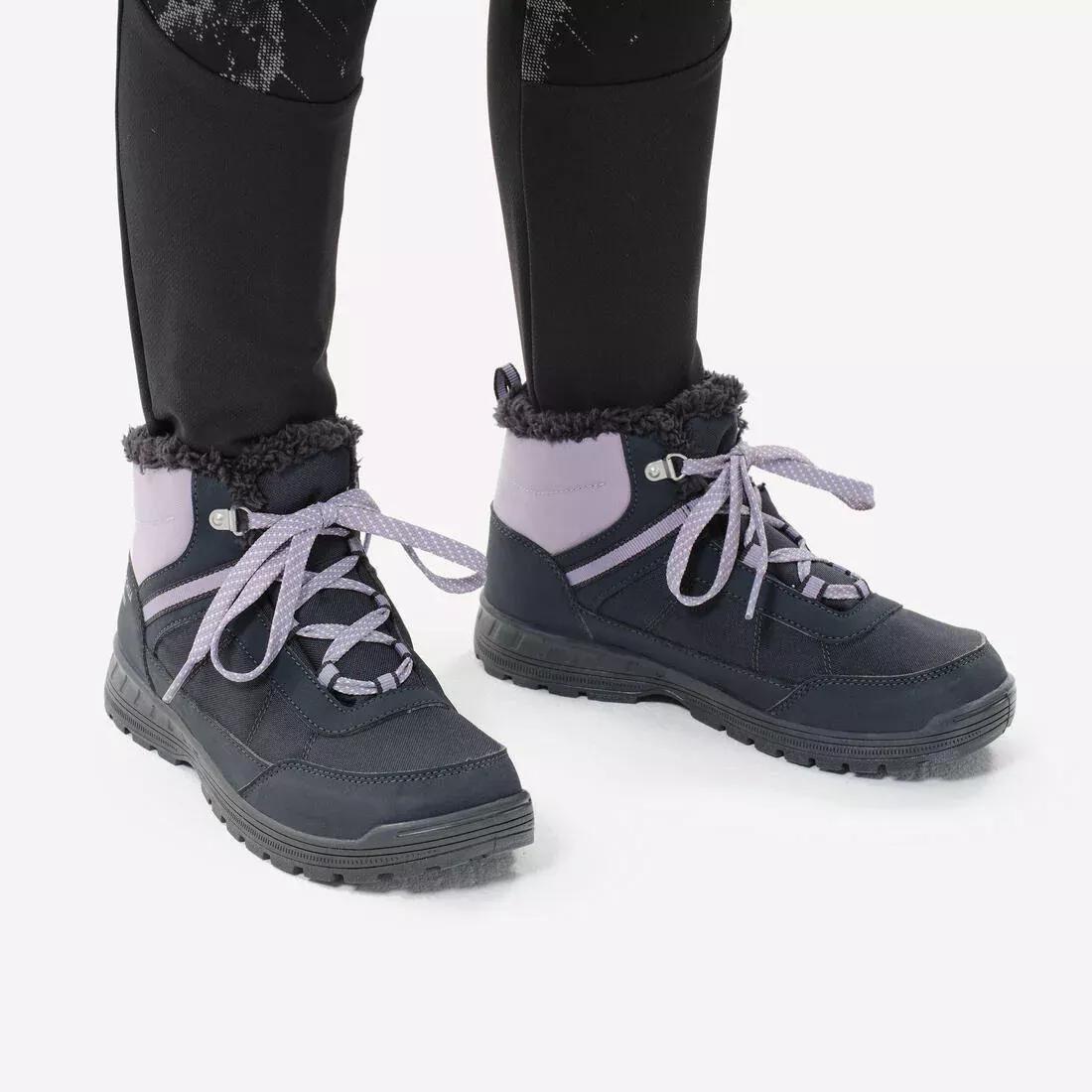 CARBON GREY Kids' warm and waterproof SH100 lace-up leather hiking shoes - size 2.5 - 5.5, , large image number 13