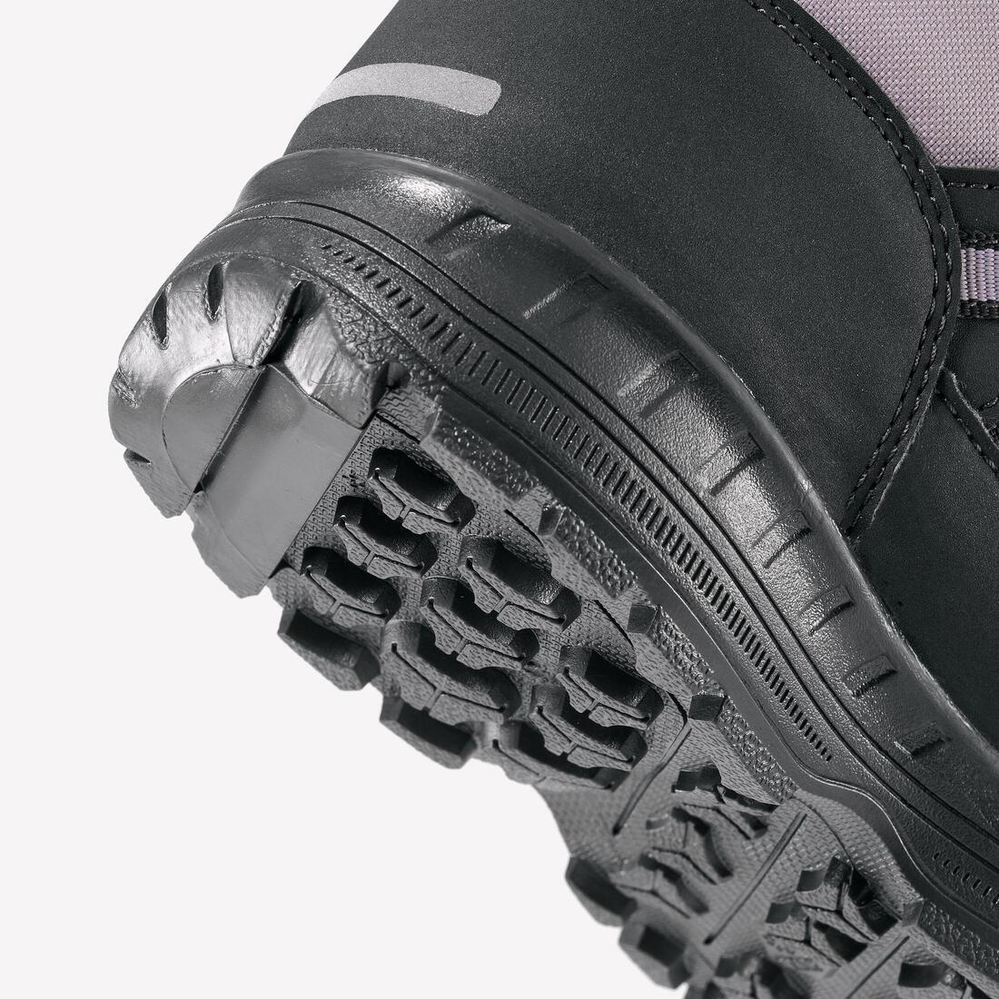 CARBON GREY Kids' warm and waterproof SH100 lace-up leather hiking shoes - size 2.5 - 5.5, , large image number 14