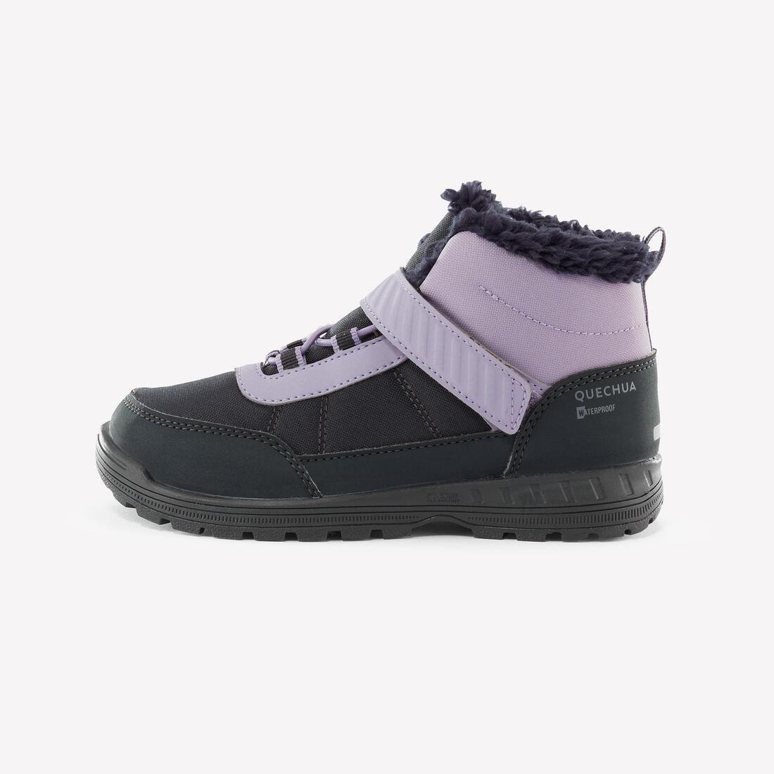 Kids Unisex Warm Waterproof Hiking Boots - SH100 Hook And Loop Strap, Navy, No Color, large image number 2