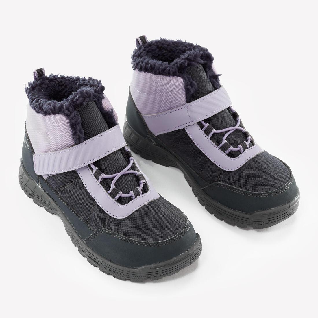 Kids Unisex Warm Waterproof Hiking Boots - SH100 Hook And Loop Strap, Navy, No Color, large image number 3