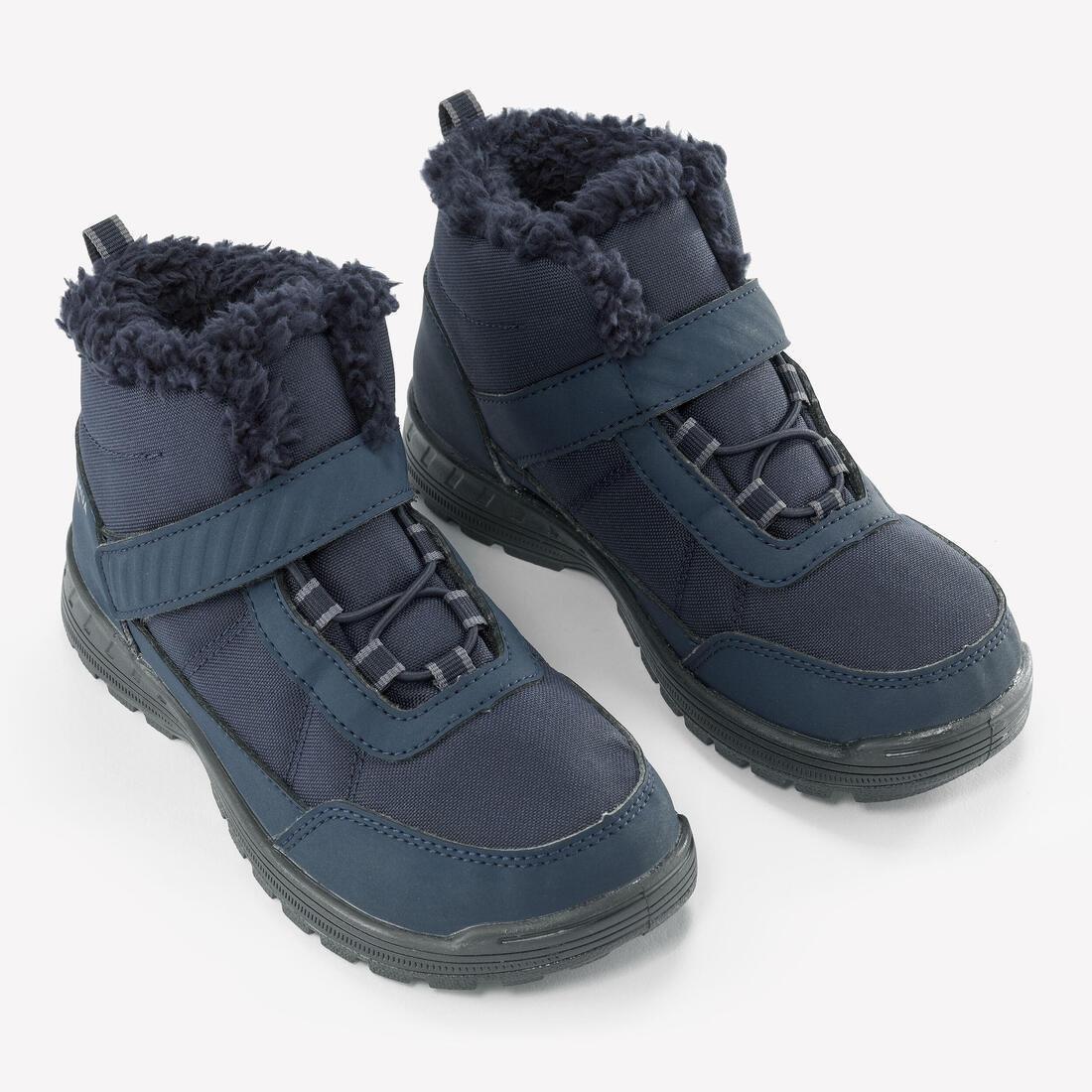 Kids Unisex Warm Waterproof Hiking Boots - SH100 Hook And Loop Strap, Navy, No Color, large image number 11