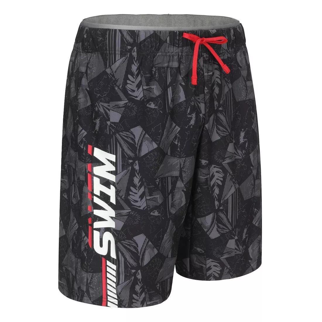 Men Swimming Long Swim Shorts - 100 Orga, Black, No Color, large image number 0