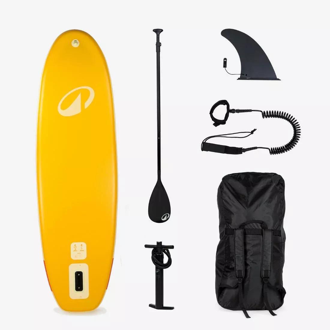 Inflatable Stand-Up Paddleboard Pack 9'6 - 1 Person (Up To 80 Kg) - 100, Yellow, No Color, large image number 3
