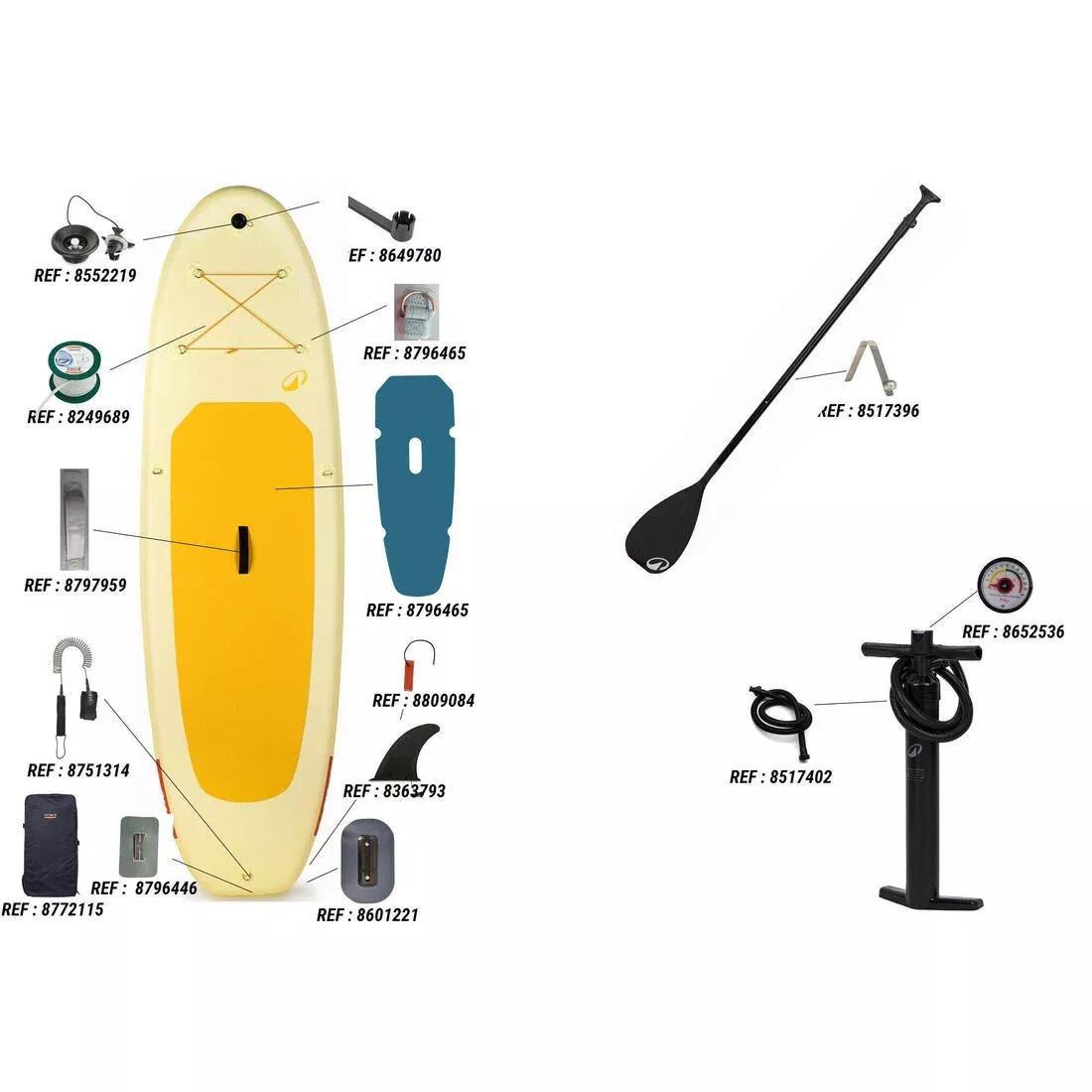 Inflatable Stand-Up Paddleboard Pack 9'6 - 1 Person (Up To 80 Kg) - 100, Yellow, No Color, large image number 5