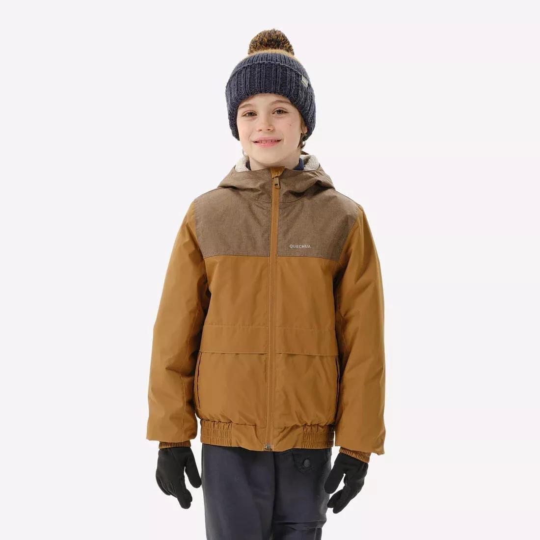 MACCHIATO BROWN KIDS' WARM AND WATERPROOF WINTER HIKING JACKET - SH100 -3.5?�C - 7-15 YEARS, , large image number 0