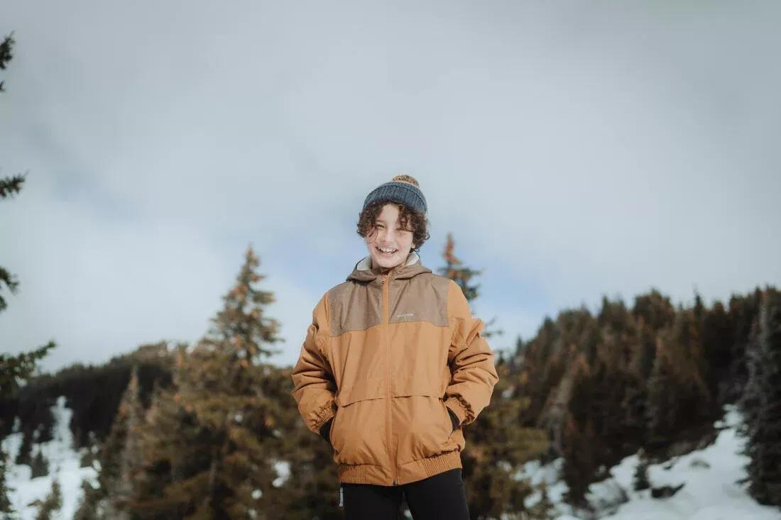 MACCHIATO BROWN KIDS' WARM AND WATERPROOF WINTER HIKING JACKET - SH100 -3.5?�C - 7-15 YEARS, , large image number 2