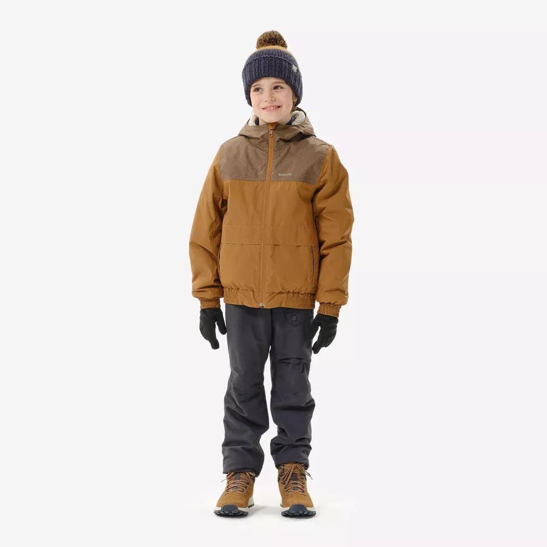 MACCHIATO BROWN KIDS' WARM AND WATERPROOF WINTER HIKING JACKET - SH100 -3.5?�C - 7-15 YEARS, , large image number 9