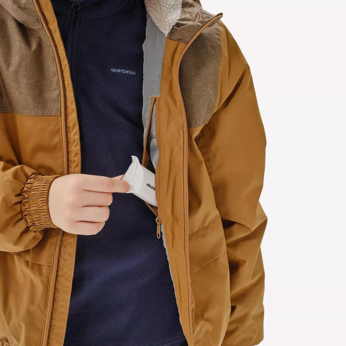 MACCHIATO BROWN KIDS' WARM AND WATERPROOF WINTER HIKING JACKET - SH100 -3.5?�C - 7-15 YEARS, , large image number 14