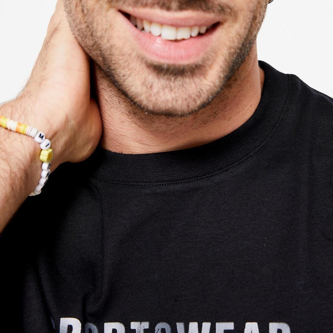 Men Regular Cotton Fitness T-Shirt, Black, No Color, large image number 14