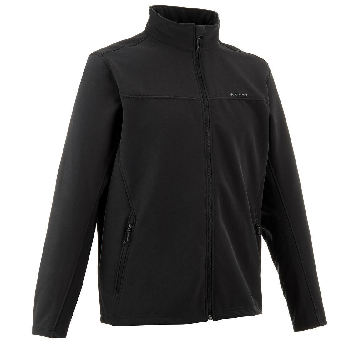 Large  Men's Mountain Trekking Softshell Wind Jacket - Trek 100 Windwarm - Black, , large image number 0
