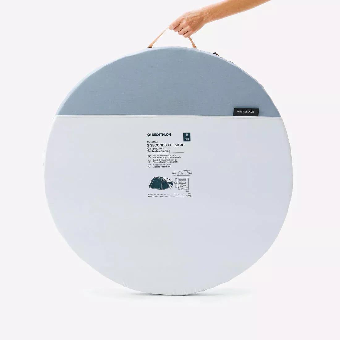 Instant 3-Person Camping Tent - 2 Seconds XL, Black, No Color, large image number 2