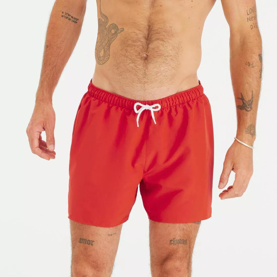 Men Surfing Swim Shorts - 100 Hendaia MW, Red, No Color, medium