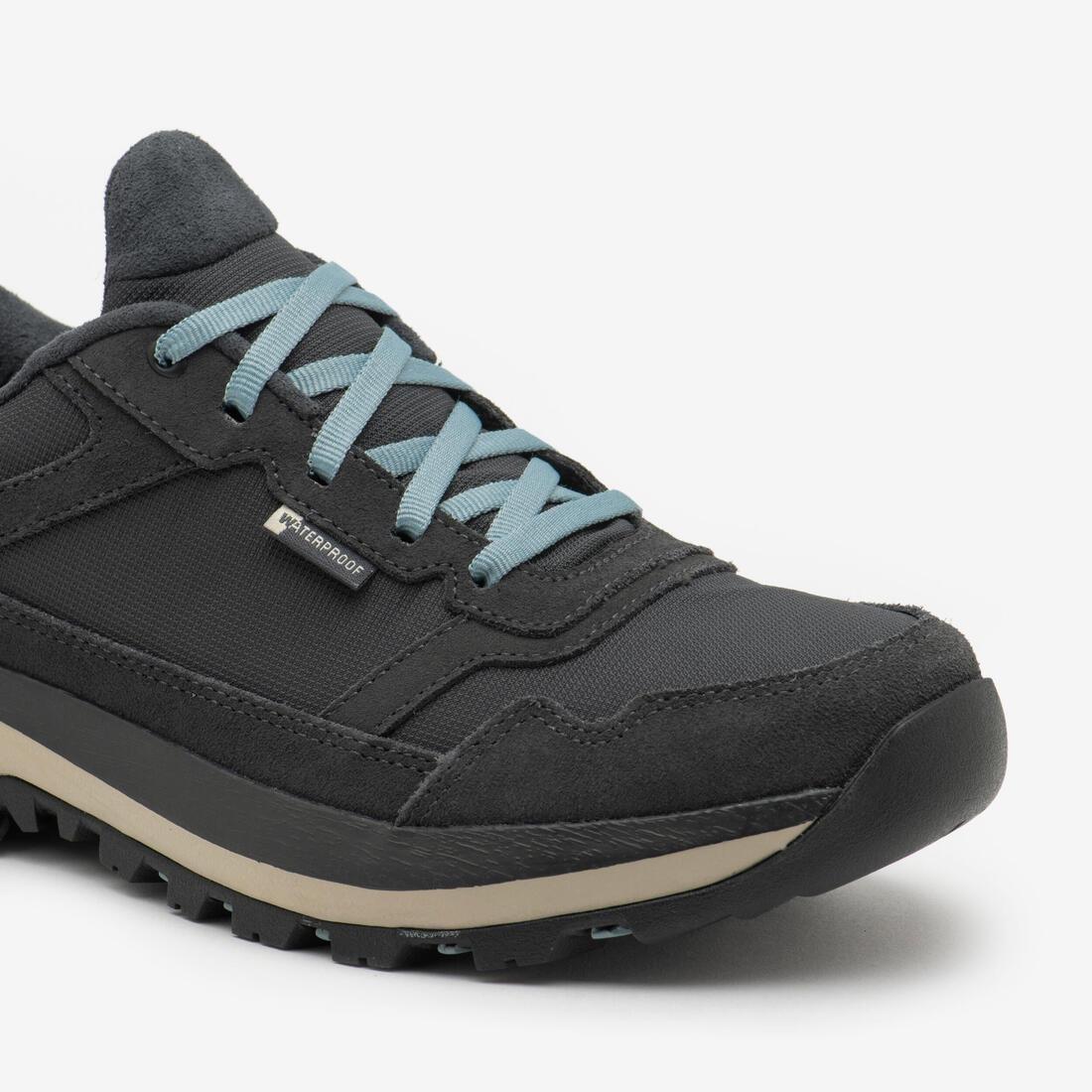 CARBON GREY Women's low-rise leather hiking boots, NH500 - Grey, No Color, medium