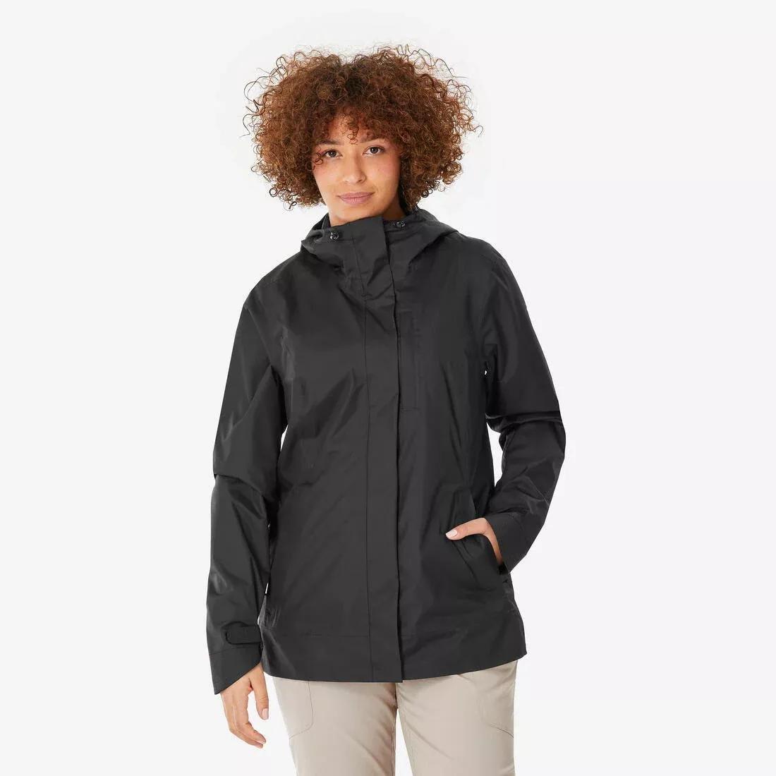 Women Hiking Waterproof Jacket - NH500, Black, No Color, large image number 1