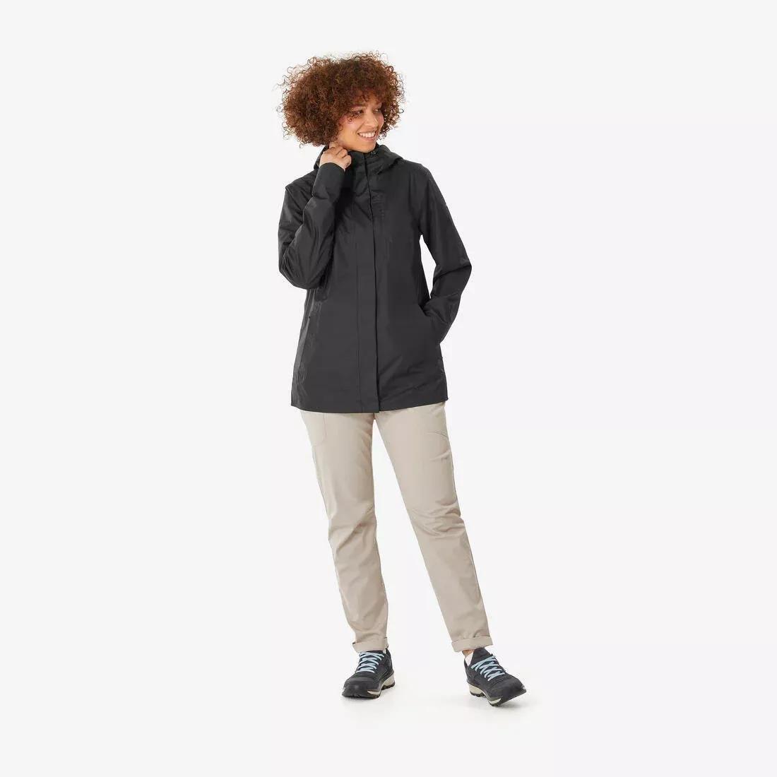 Women Hiking Waterproof Jacket - NH500, Black, No Color, medium