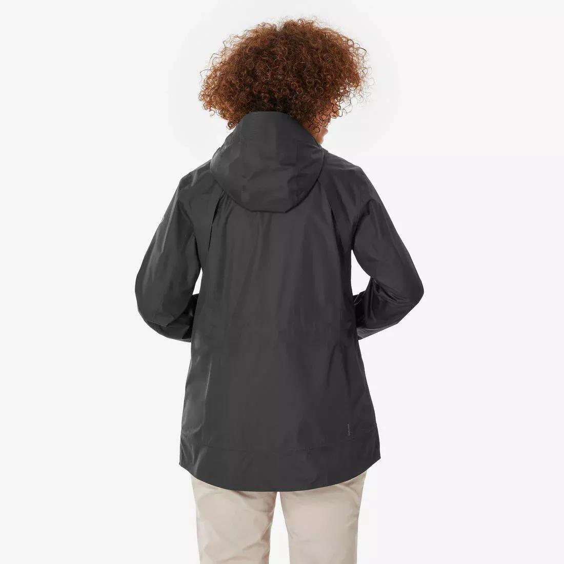 Women Hiking Waterproof Jacket - NH500, Black, No Color, large image number 4