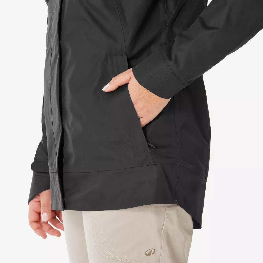 Women Hiking Waterproof Jacket - NH500, Black, No Color, large image number 7