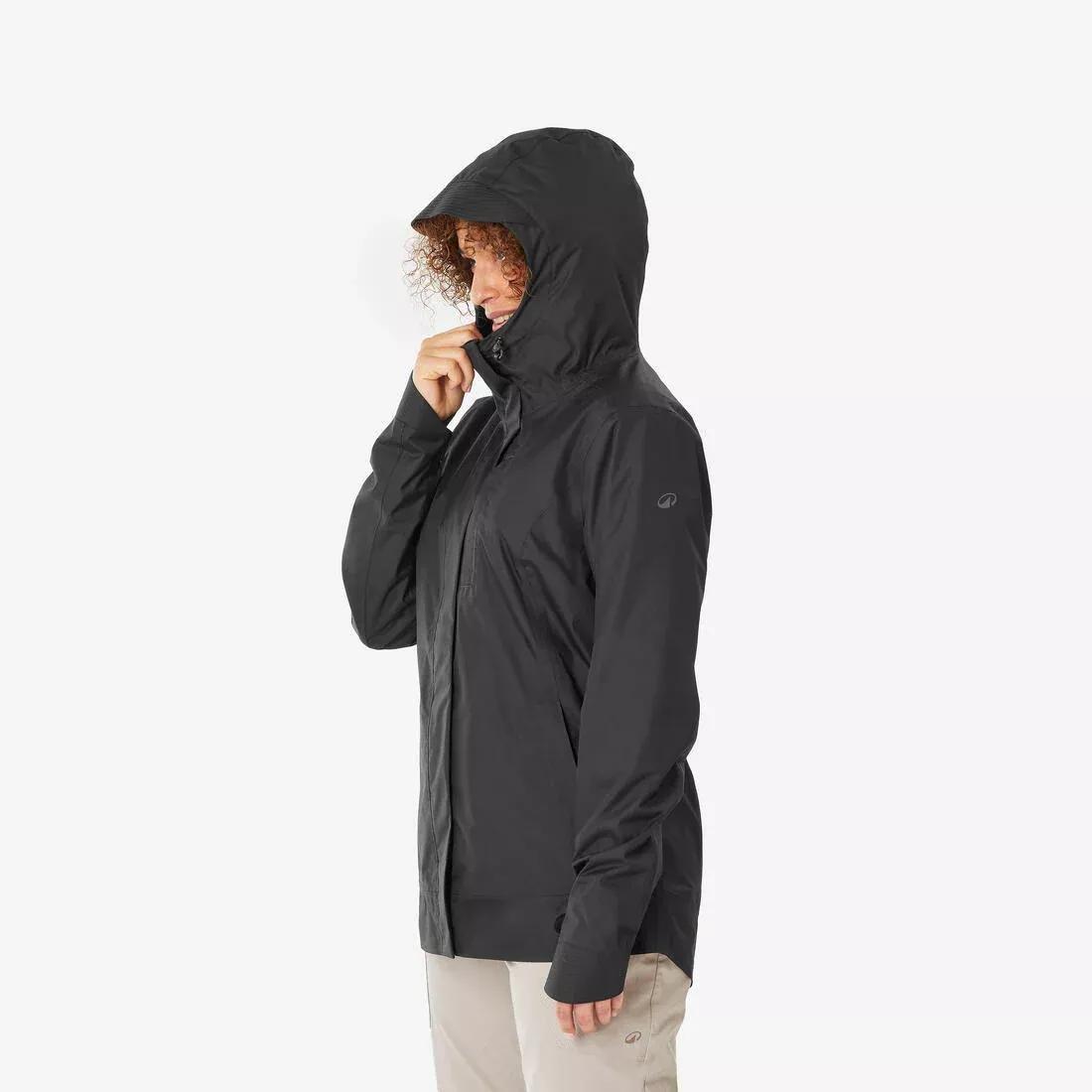 Women Hiking Waterproof Jacket - NH500, Black, No Color, large image number 9