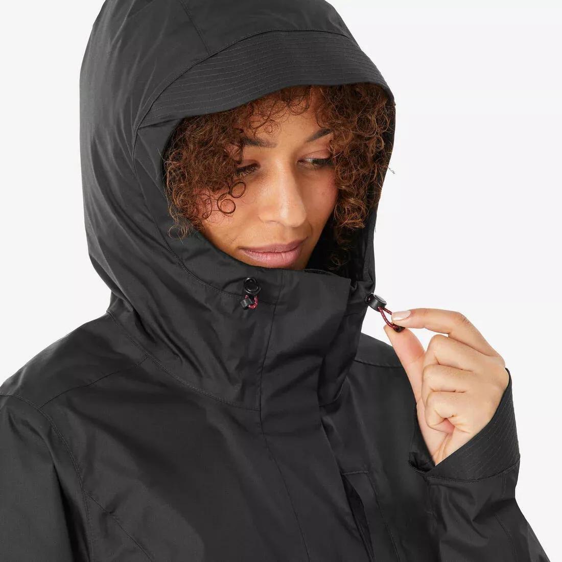 Women Hiking Waterproof Jacket - NH500, Black, No Color, large image number 10