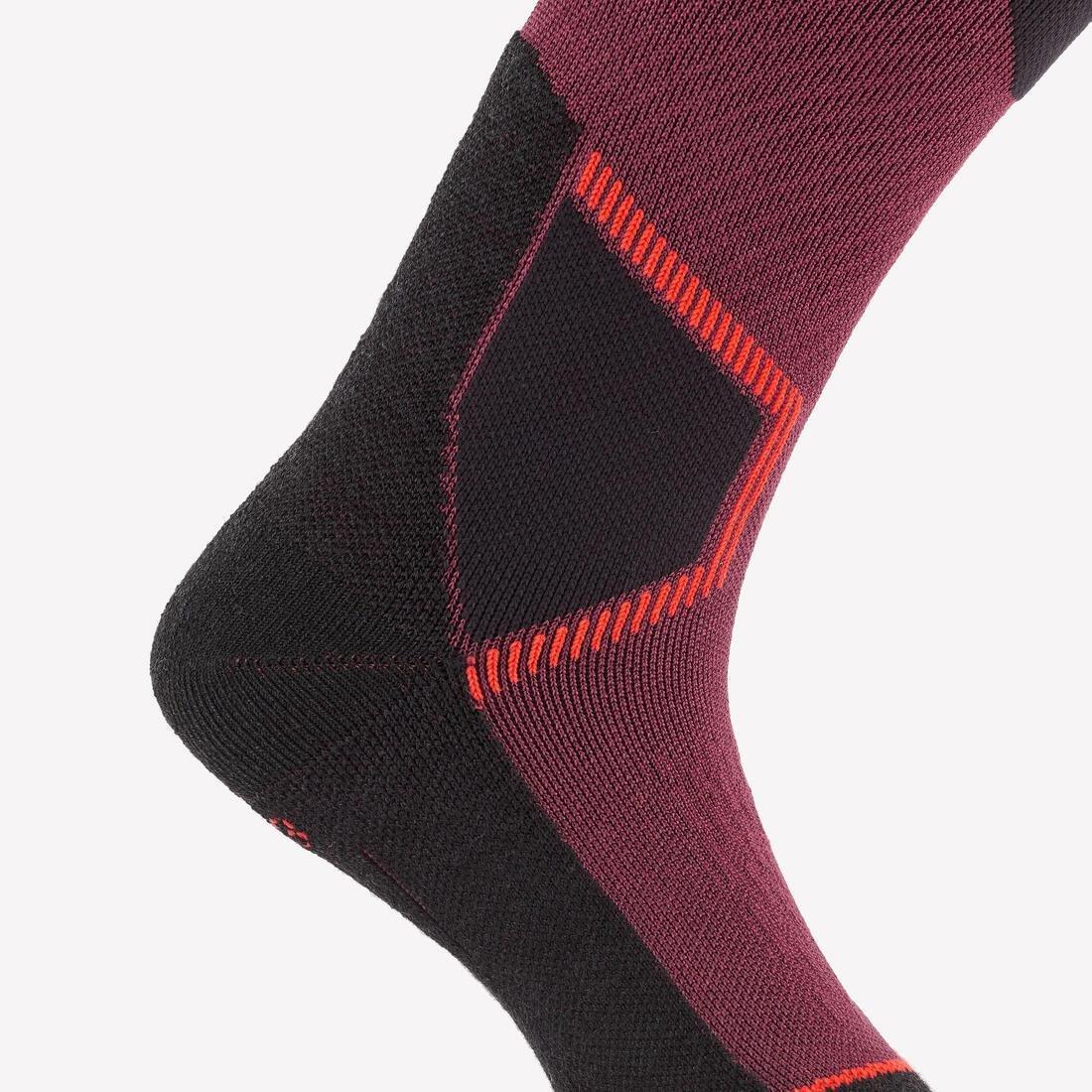 Adult Merino Wool Ski Socks - 500, Burgundy, No Color, large image number 5
