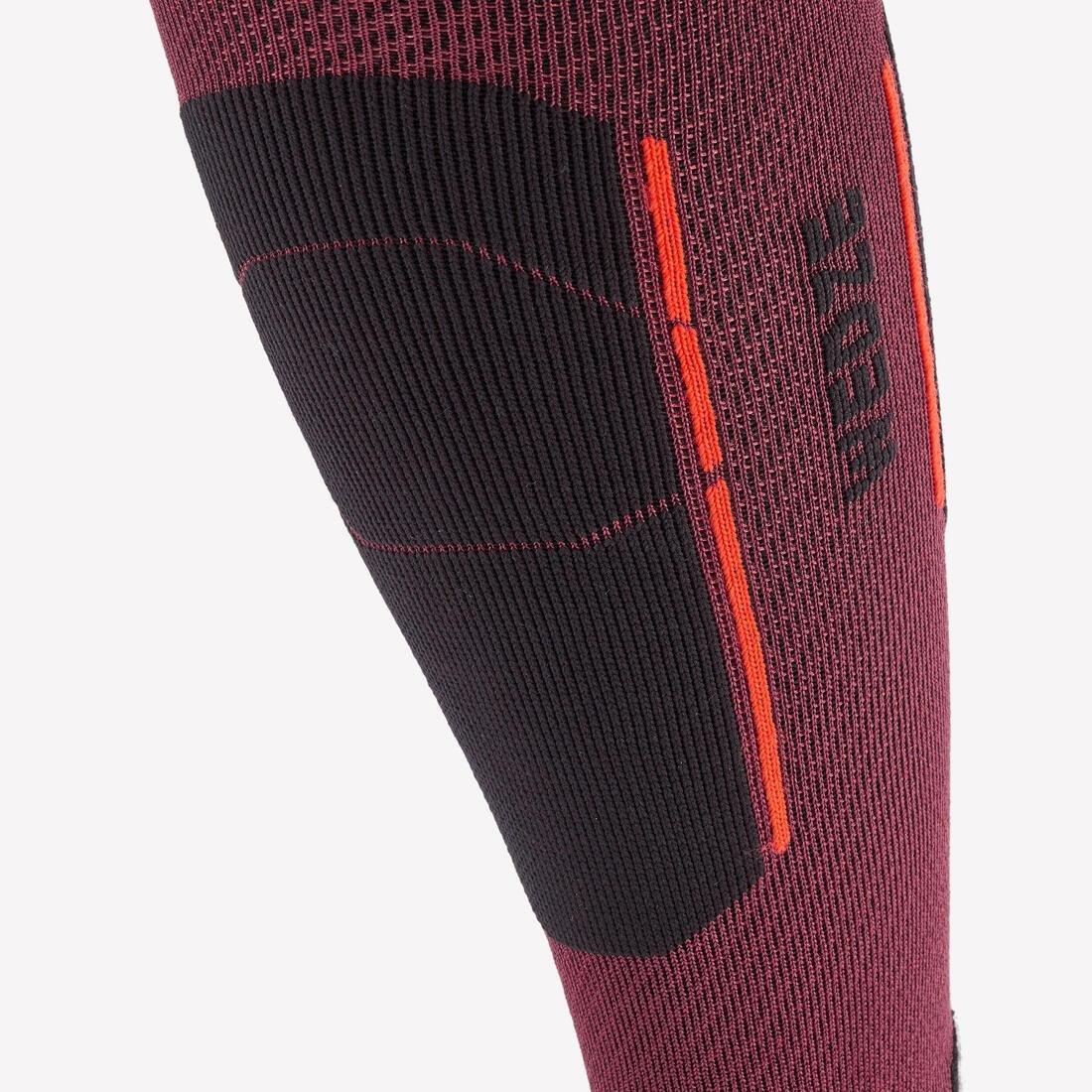 Adult Merino Wool Ski Socks - 500, Burgundy, No Color, large image number 6