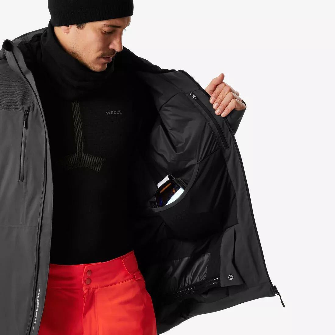 Men Waterproof and Durable Ski Jacket  - 500, Grey, No Color, large image number 4