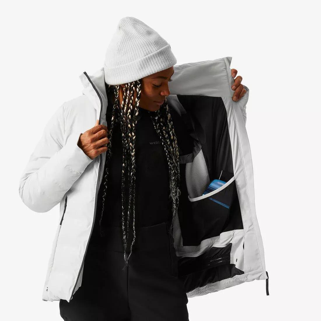 Women Warm And Waterproof Ski Jacket - 500 Warm, Beige, 5401_000, large image number 5