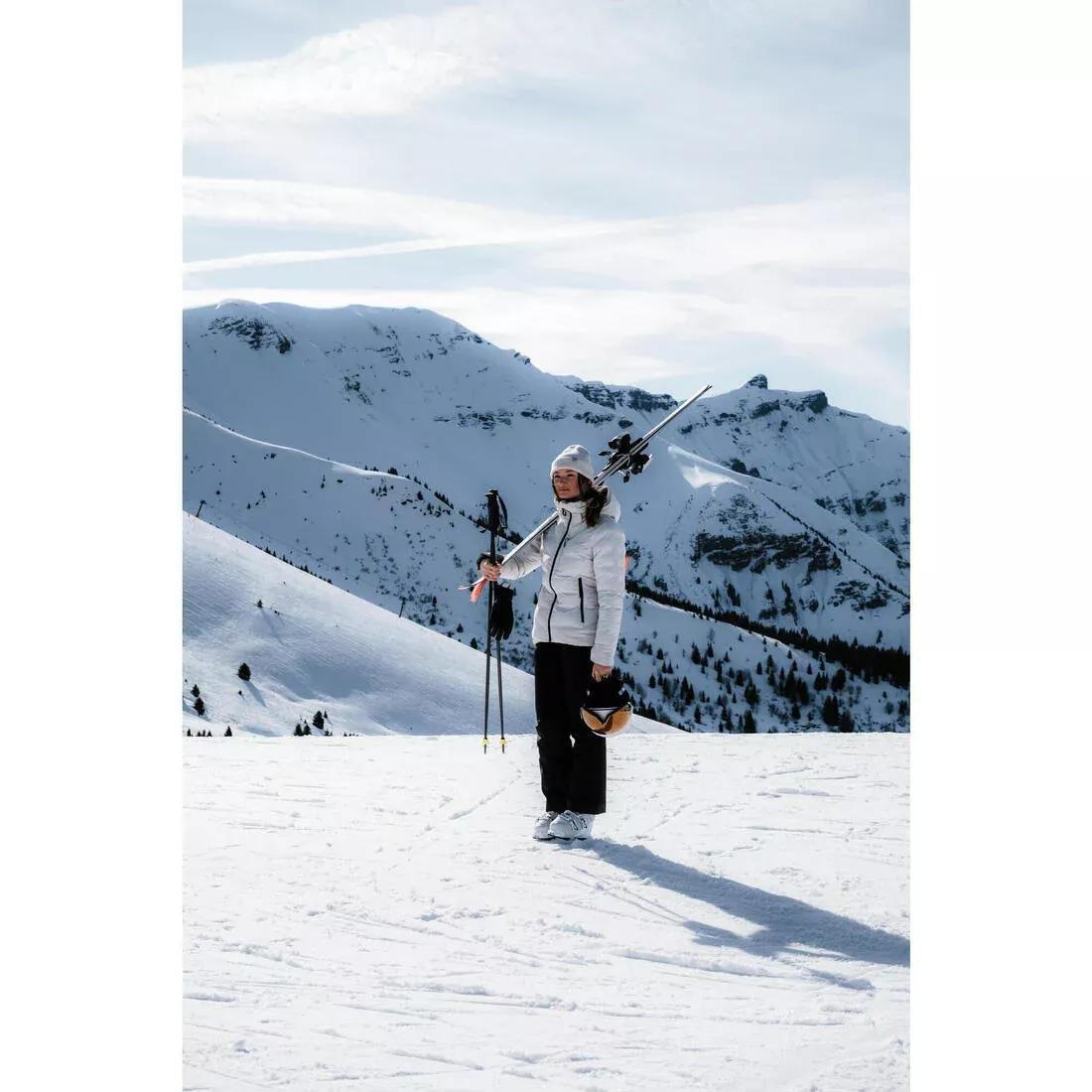 Women Warm And Waterproof Ski Jacket - 500 Warm, Beige, 5401_000, large image number 10