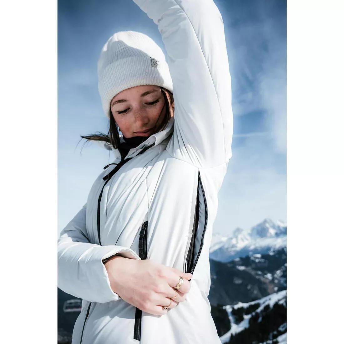 Women Warm And Waterproof Ski Jacket - 500 Warm, Beige, 5401_000, large image number 11