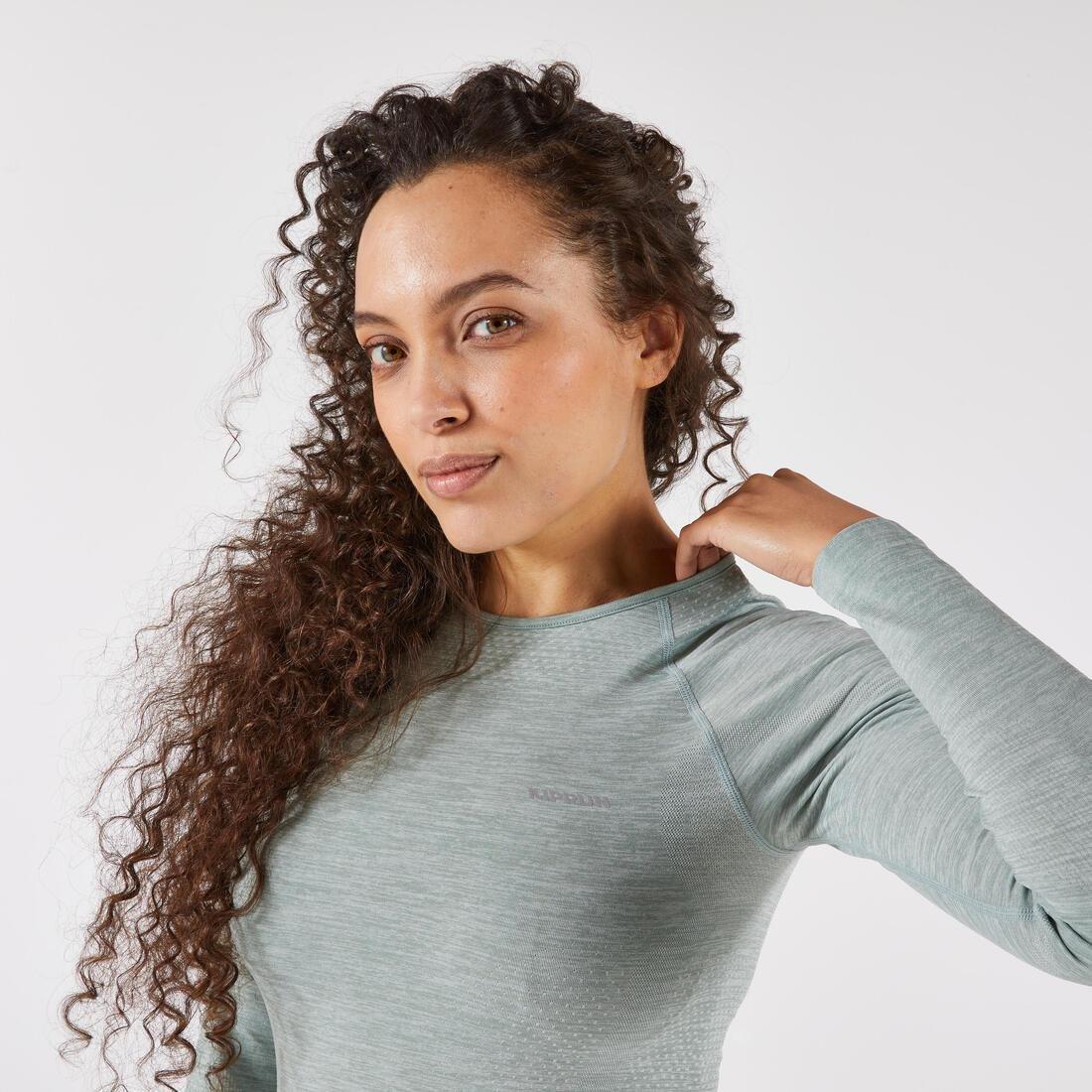 Women Long-Sleeved Seamless Running T-Shirt - Kiprun Run 500, Blue, No Color, large image number 5