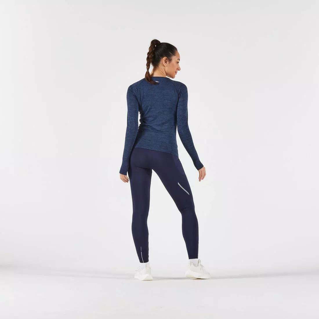 Women Long-Sleeved Seamless Running T-Shirt - Kiprun Run 500, Blue, No Color, large image number 9