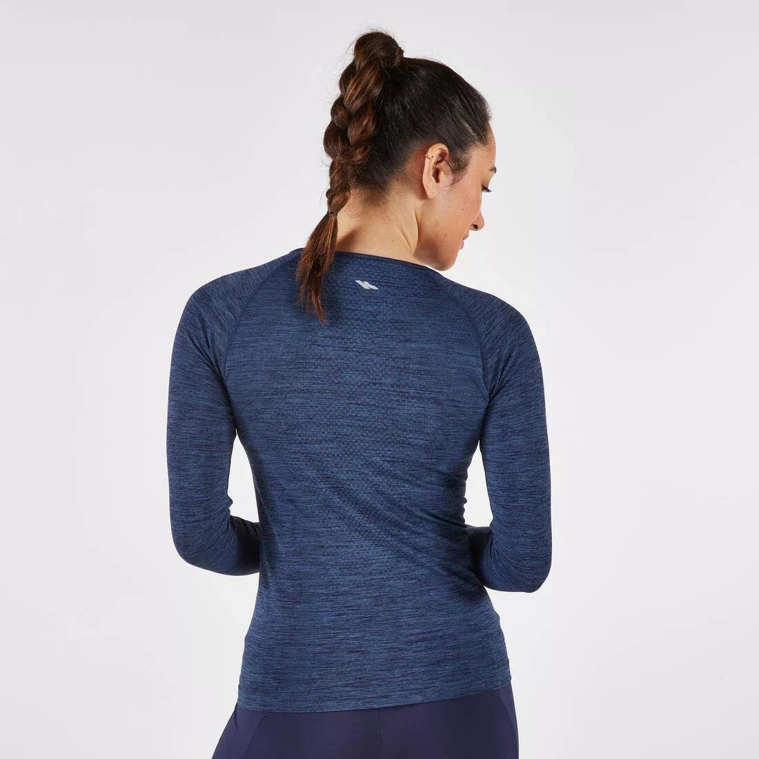 Women Long-Sleeved Seamless Running T-Shirt - Kiprun Run 500, Blue, No Color, large image number 11