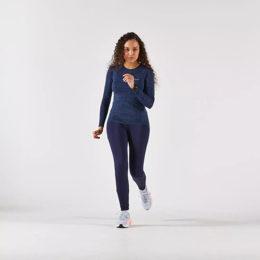 Women Long-Sleeved Seamless Running T-Shirt - Kiprun Run 500, Blue, No Color, large image number 12