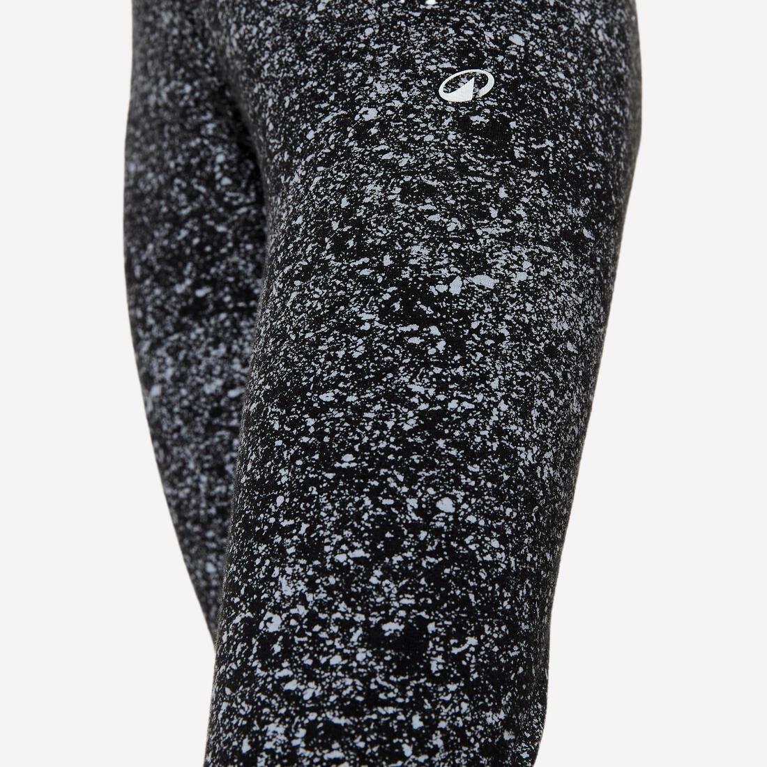 Kids Girls Cotton Leggings Print, Black, No Color, large image number 2