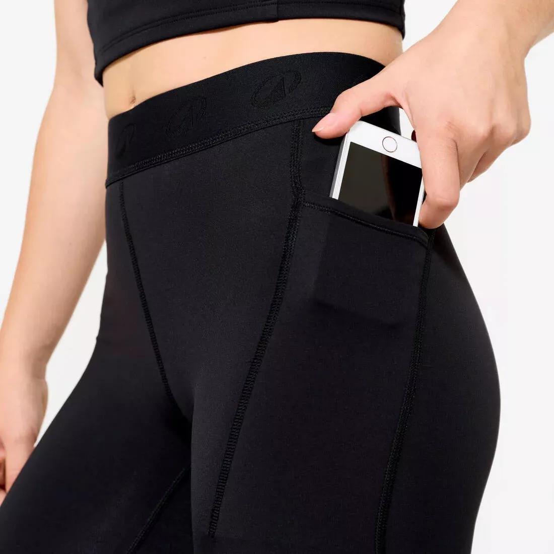 Women Elasticated Waistband Training Leggings, Beige, No Color, large image number 2