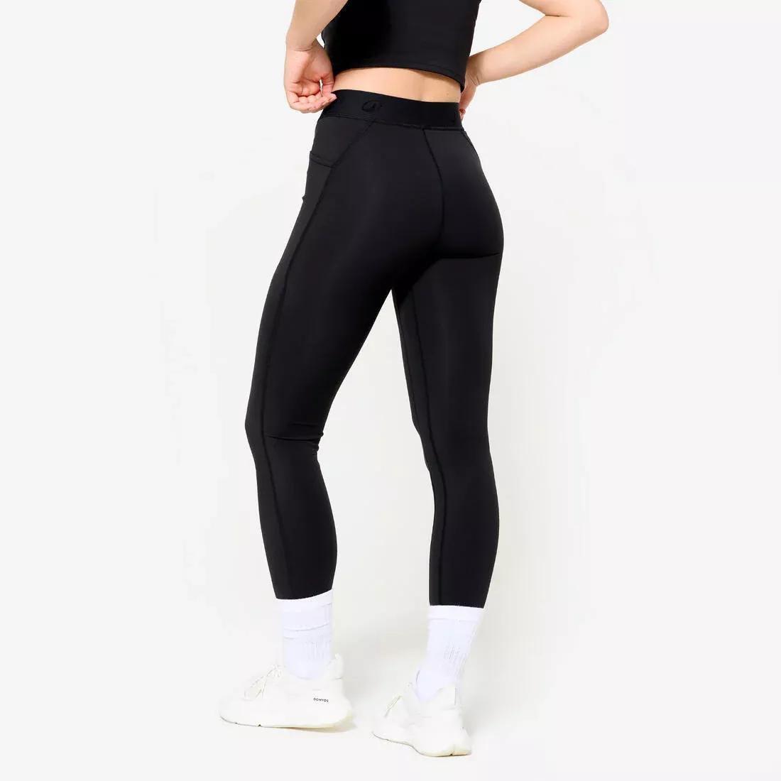 Women Elasticated Waistband Training Leggings, Beige, No Color, large image number 3