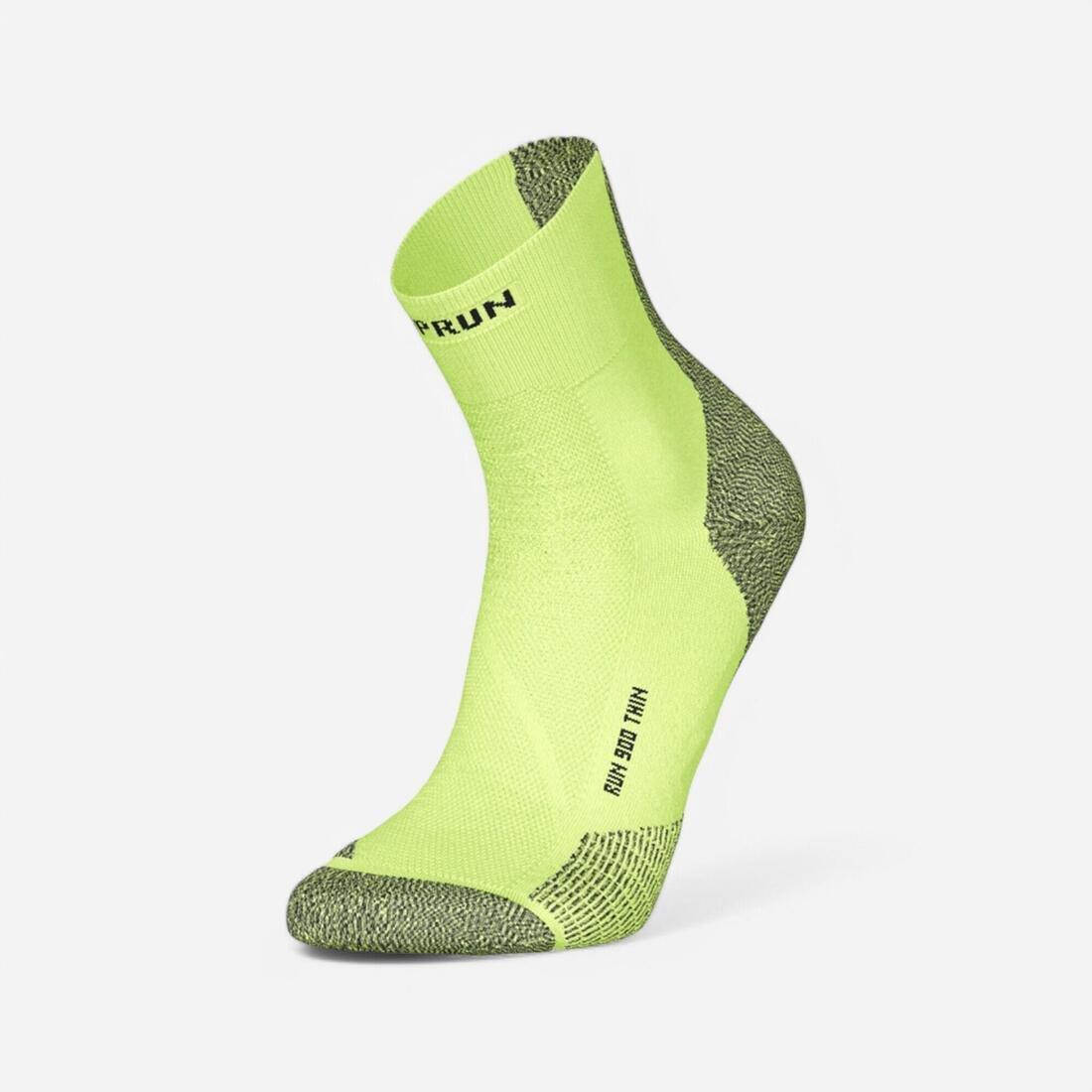 Mid-Calf Thin Running Socks - Kiprun Run 900,  Yellow, No Color, medium
