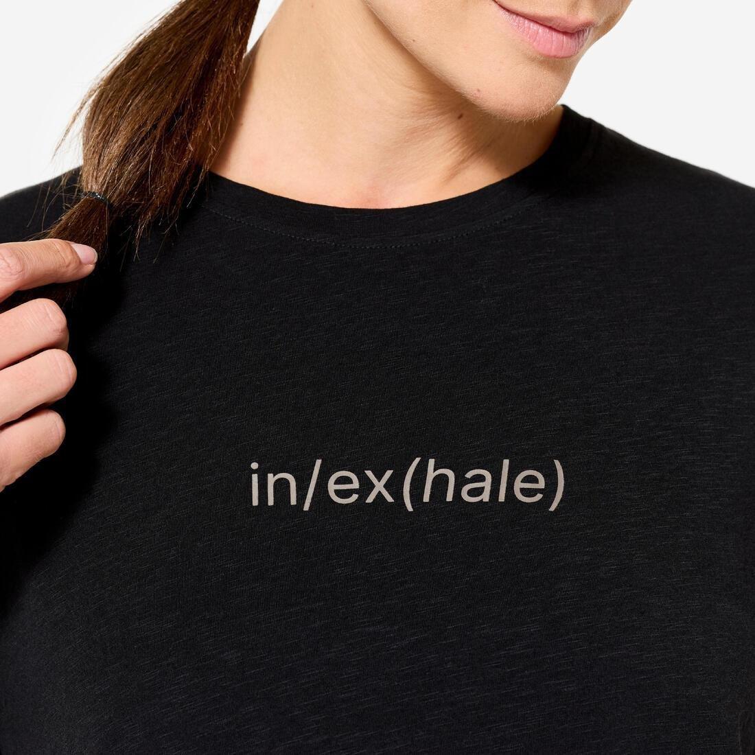 Women Short-Sleeved Yoga T-Shirt, Black, No Color, large image number 3