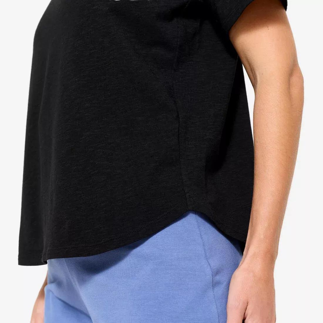 Women Short-Sleeved Yoga T-Shirt, Black, No Color, large image number 6