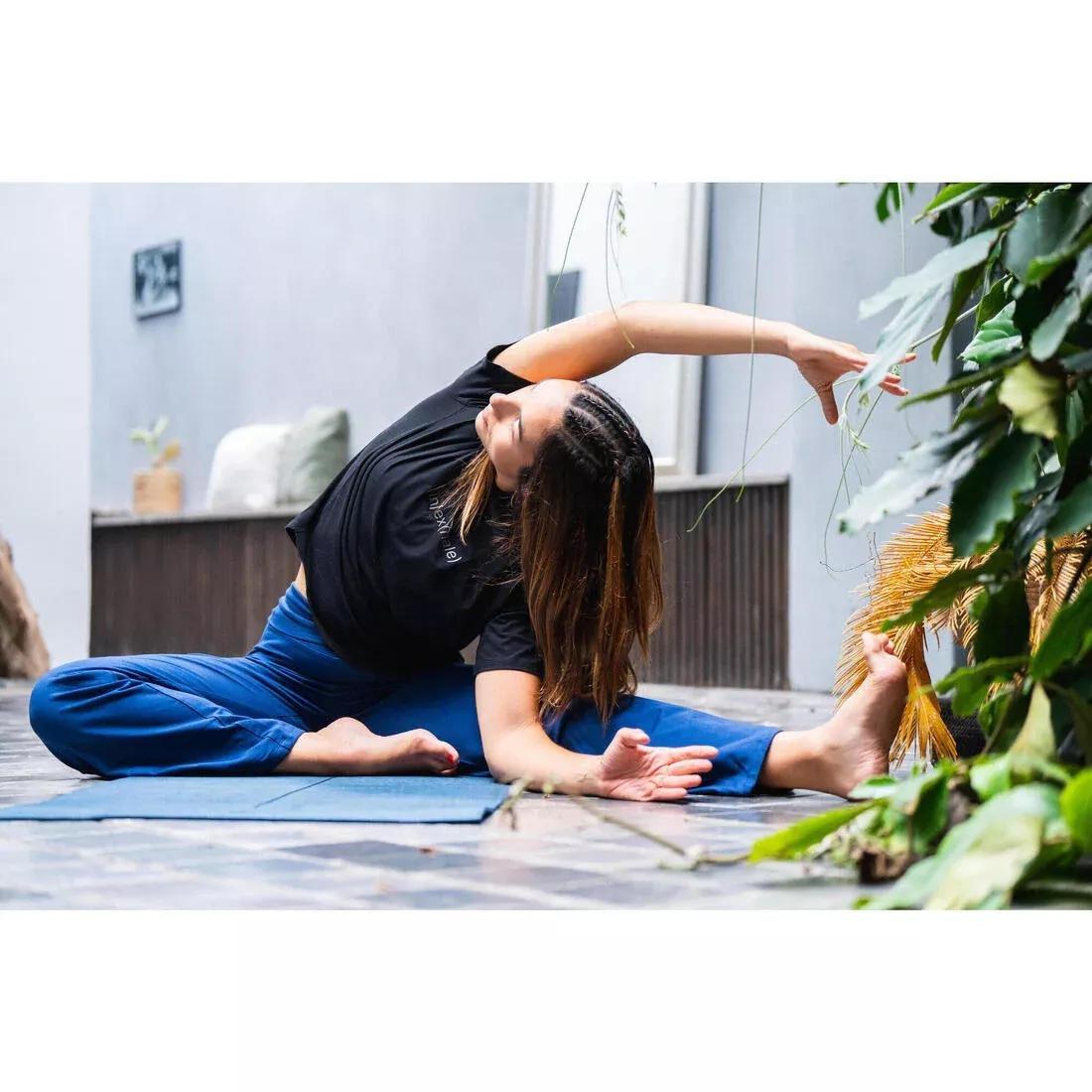 Women Short-Sleeved Yoga T-Shirt, Black, No Color, large image number 7