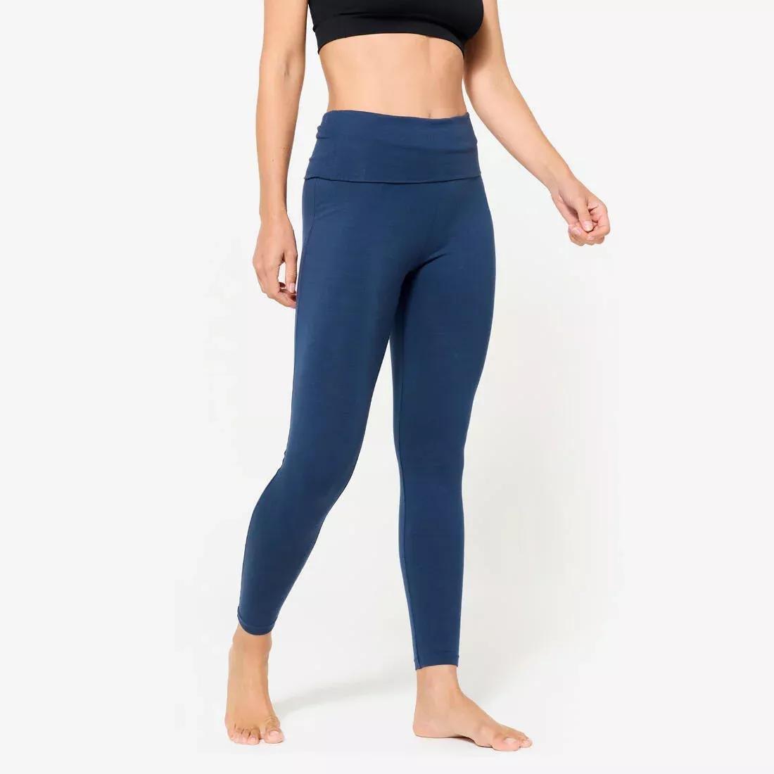 Women Gentle Yoga High-Waisted Leggings, Navy, No Color, large image number 0
