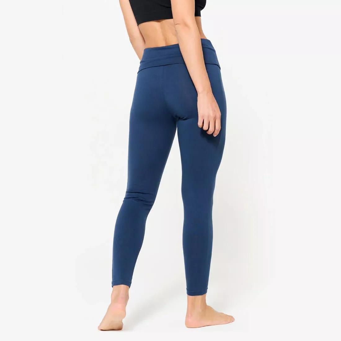 Women Gentle Yoga High-Waisted Leggings, Navy, No Color, large image number 3