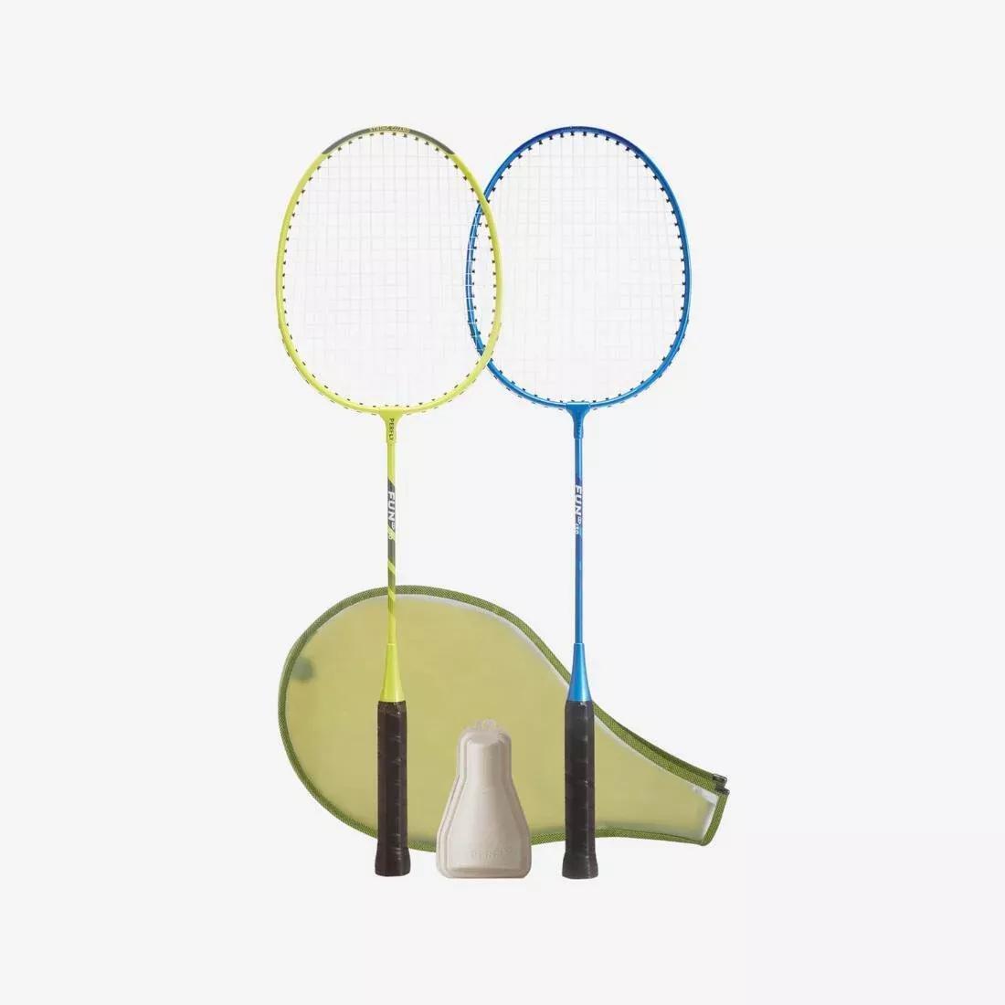 Adults Badminton Racket Set Fun Set Br130 Ad Lime Blue, Blue, 5401_000, large image number 1