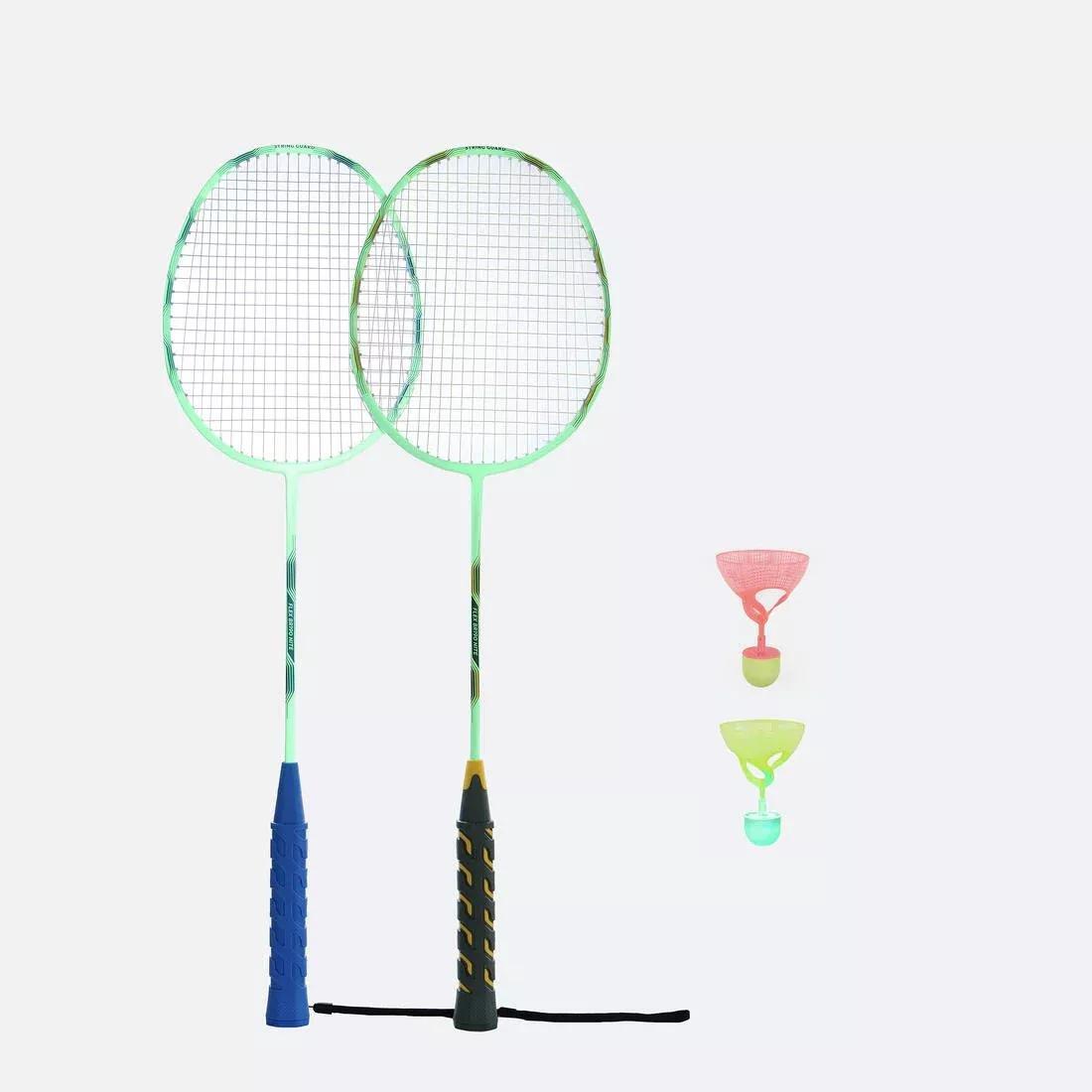 Glow in dark Adult Badminton Racket Set Flex Set - BR190 Nite, Blue/Yellow, No Color, large image number 1